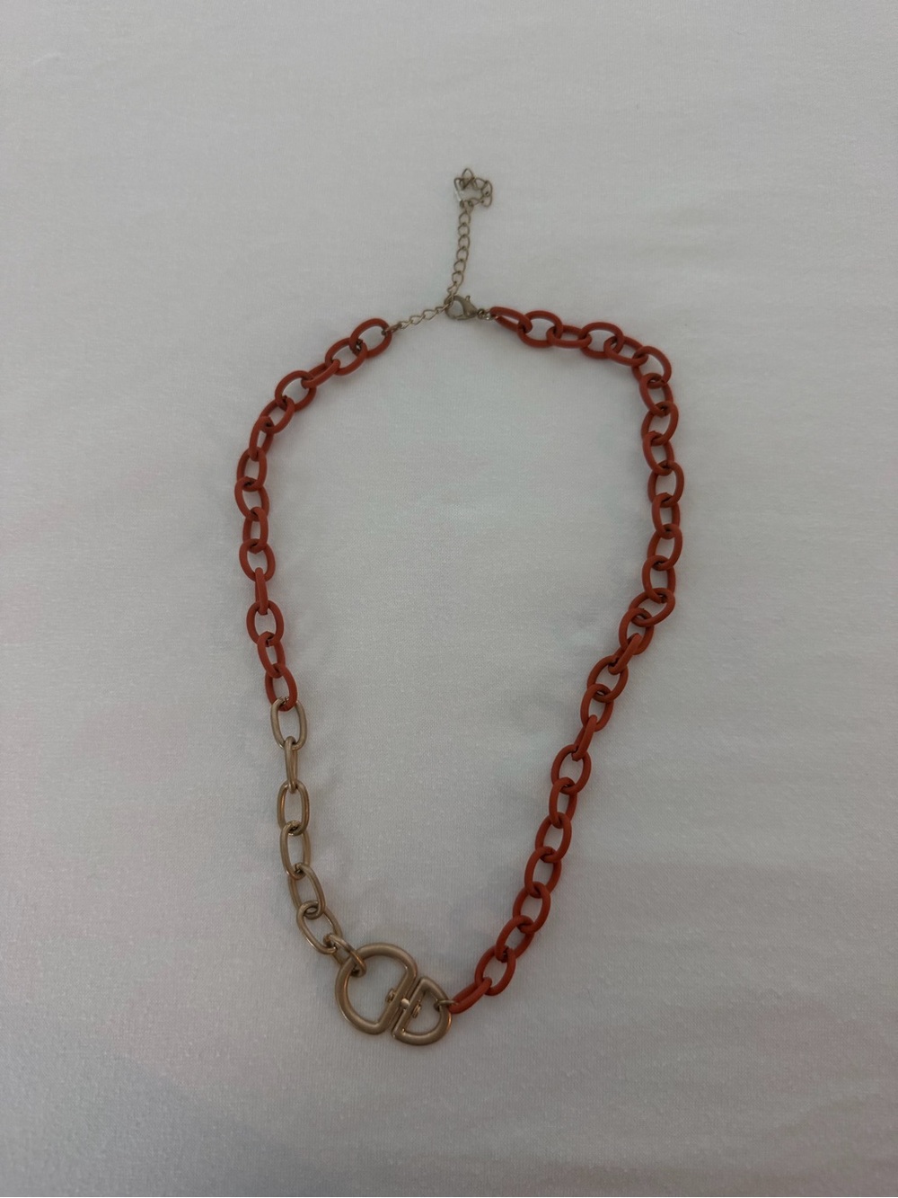 Target Orange Link Necklace with Gold Hardware
